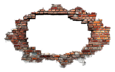 Broken Brick Wall with Transparent Background