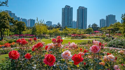 Incheon Grand Park in Korea has a rose garden. 