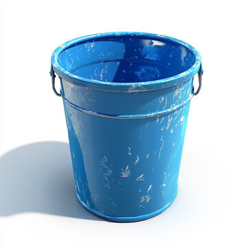3d render blue color bucket isolated on white background