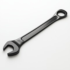 Obraz premium A sleek black wrench isolated on white background for DIY projects and tool enthusiasts ideal for home improvement campaigns