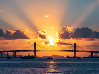 Obraz premium sunset over the bridge