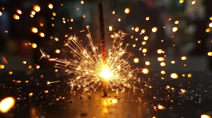 A spark explodes from a metal object, creating a burst of light and energy.