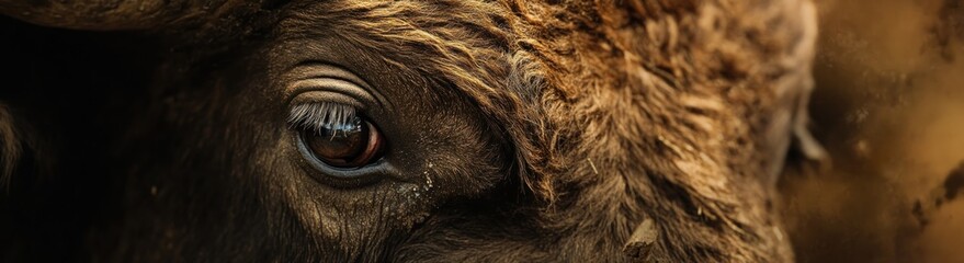 Close Up Of A Bison Eye And Fur