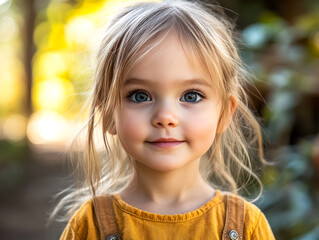 Fototapeta premium Portrait of Curious Child with Wide Eyes, Highlighting Wonder and Exploration