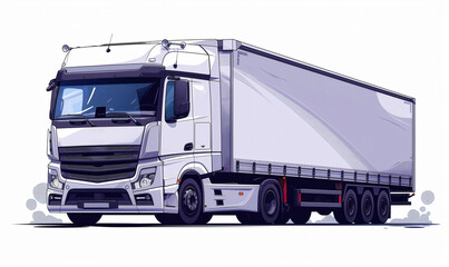 Truck on white background, cargo transportation concept.
