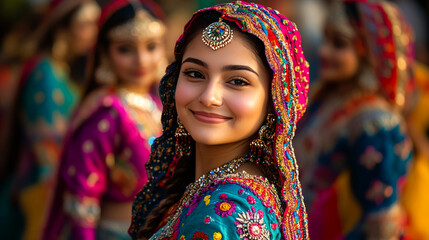 Fototapeta premium Gujarat Garba Dance During Navratri, Traditional Cultural Celebration