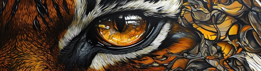 Obraz premium Tigers Eye Abstract Artistic Fusion Of Nature And Modern Art