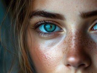 Fototapeta premium Close-Up of Eye with Reflections, Symbolizing Resilience and Opportunity Found in Challenges