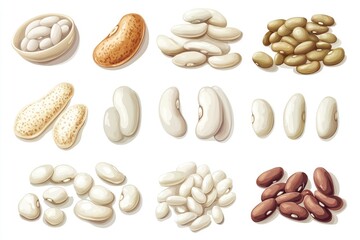 Obraz premium set of variants beans seed on white background