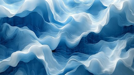 Obraz premium Abstract Blue Waves Flowing Naturally in Fluid Motion
