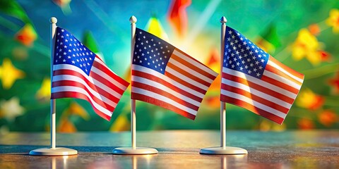 Macro 3D Rendered Triple Flags: Self-Introduction in Stunning Detail - High-Resolution Photo