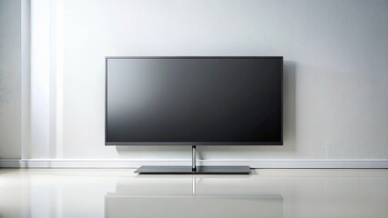 Fototapeta premium A sleek modern flat screen TV mounted on a white wall, television, technology, entertainment, screen, display