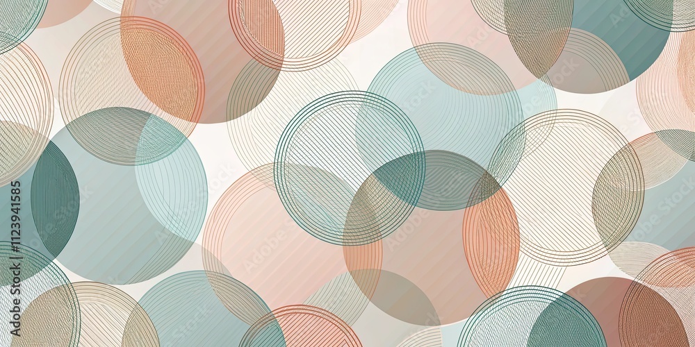 Wall mural abstract pattern of overlapping circles in earthy tones