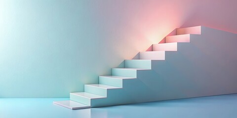 Obraz premium Pastel-colored staircase ascending against a soft wall background