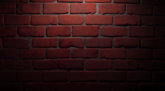 Close-Up of Deep Red Brick Wall with Visible Moss, Perfect for Rustic Design Projects