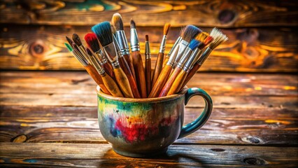 Macro Photography: Hyperrealistic Paintbrushes in Cup, 4K Workbench Detail