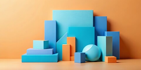 Obraz premium Abstract Geometric Forms in a Vibrant Color Palette Study
