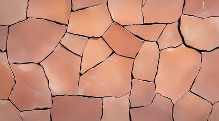 Zoomed-In Shot of Cracked Terracotta Tiles with Rustic and Authentic Texture