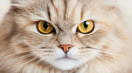Close-up of a charming cat with striking yellow eyes and soft fur.