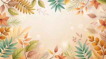 Autumnal foliage design with a soft, warm palette and gentle sparkle, ideal for seasonal greetings or autumnal themed projects.