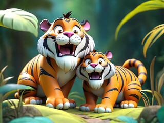 Naklejka premium two tiger cubs