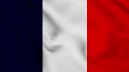 Naklejka premium France Realistic waving flag background. France Independence Day flag icon. Seamless looping animation render image. Waving colorful realistic my country flag graphics photos.