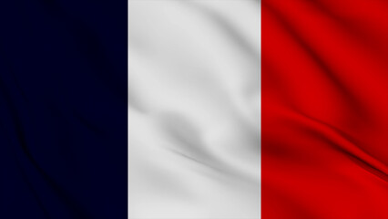 France Realistic waving flag background. France Independence Day flag icon. Seamless looping animation render image. Waving colorful realistic my country flag graphics photos.