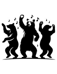 Silhouette of a dancing bear, Dancing Bear SVG Bundle, Funny Bear Dance Svg, Dancing Bears Svg, Dancing Bears Vector Clipart, Bear Svg Bundle, Grizzly Bear Silhouette DXF