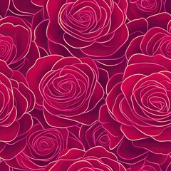 Aesthetic Seamless Rose Pattern for Valentine's Day Digital Art Colorful Floral Design