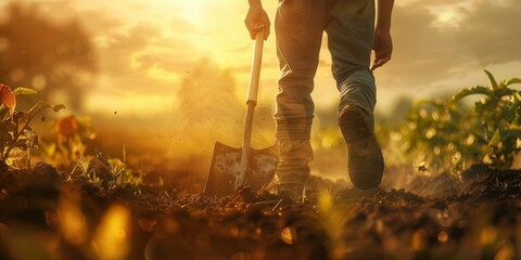 Hardworking Farmer Ready for Planting Season. Agricultural Lifestyle concept