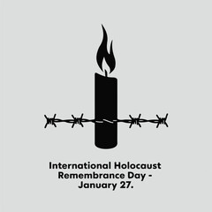 Simple Candle and Barbed Wire for Holocaust Remembrance Day