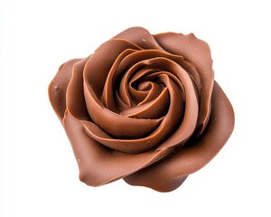 A beautifully crafted chocolate rose, showcasing intricate petals and a rich, brown color, perfect for gifting or decoration.