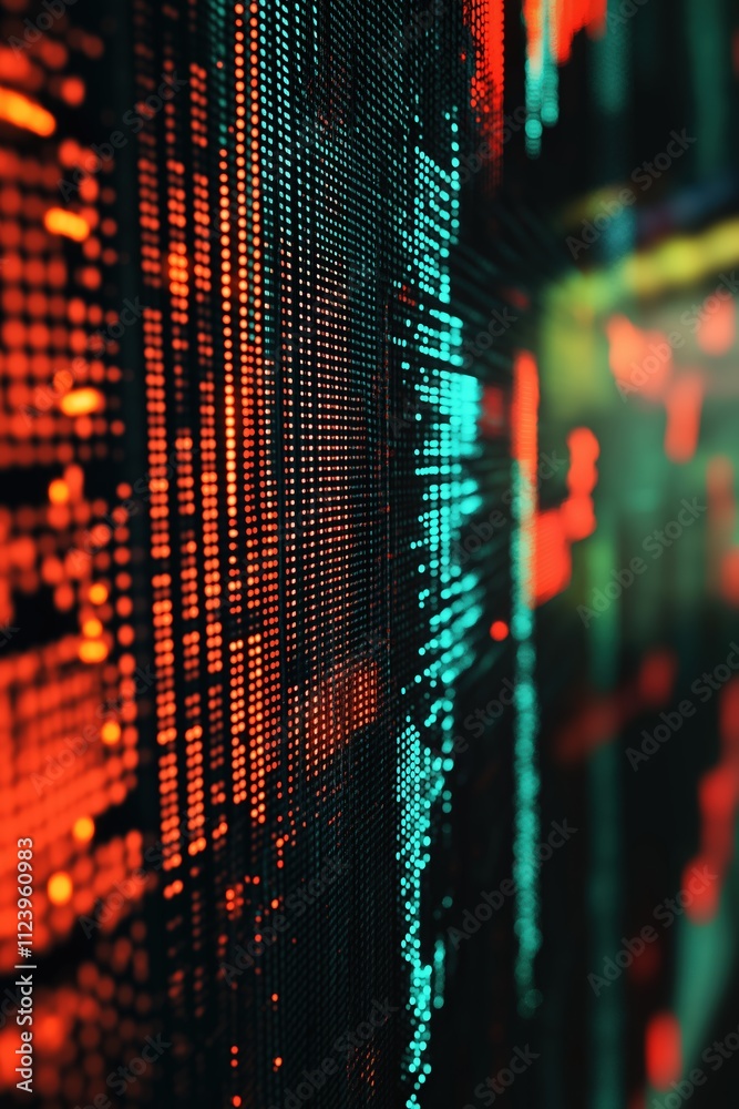 Poster digital abstract patterns create vibrant illusions of technology and data visualization