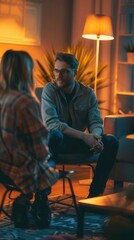 Obraz premium Supportive Therapy Session. Talking to a mental health professional concept