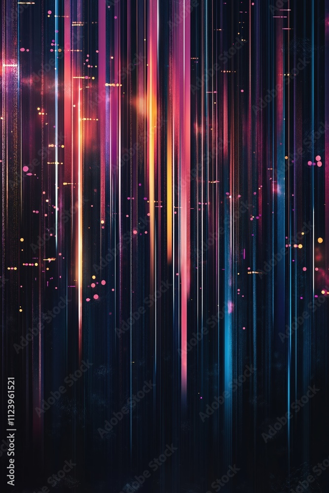 Poster vibrant vertical lines create dynamic patterns in colorful digital abstract art