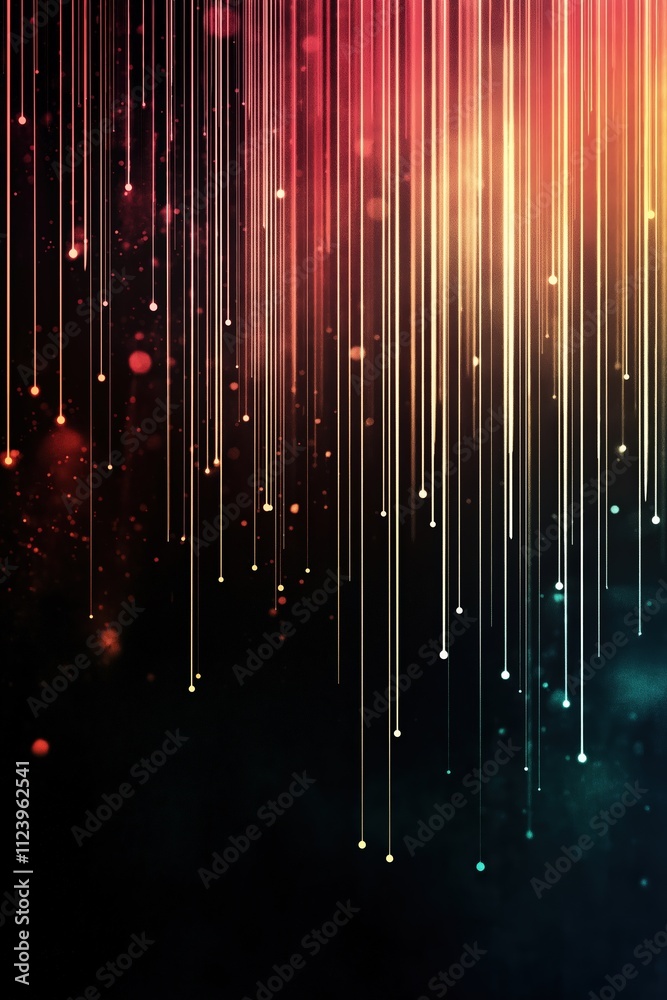 Poster colorful light trails create an abstract background with dynamic vertical lines