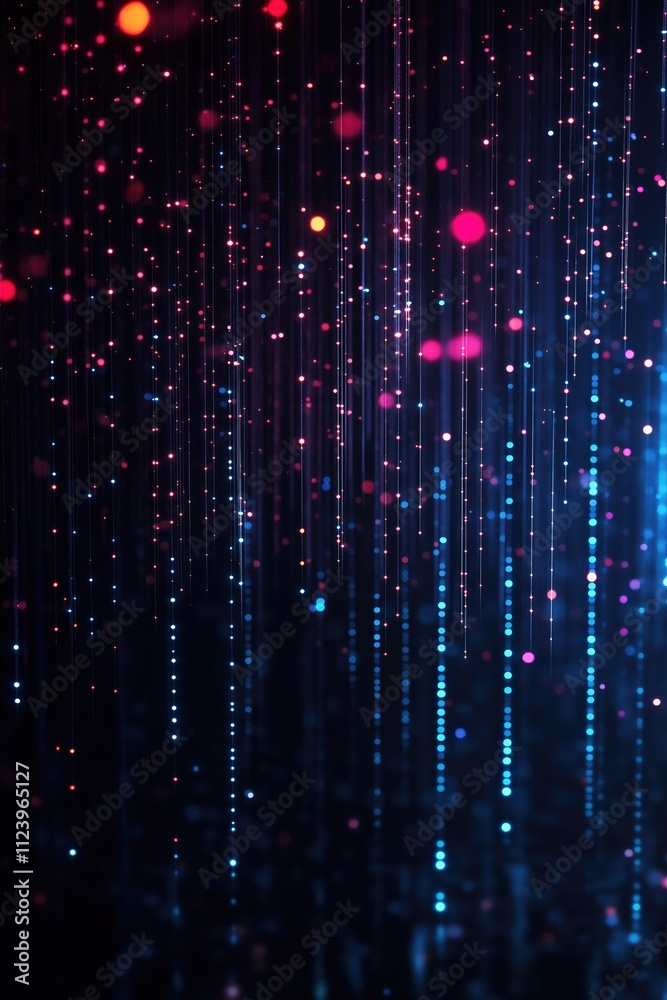 Poster colorful light patterns create an abstract visual experience in a dark setting