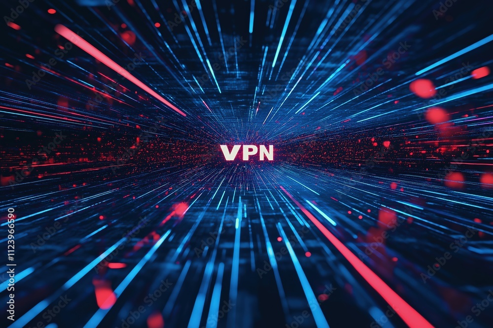 Poster visual representation of virtual private network technology and digital security concepts