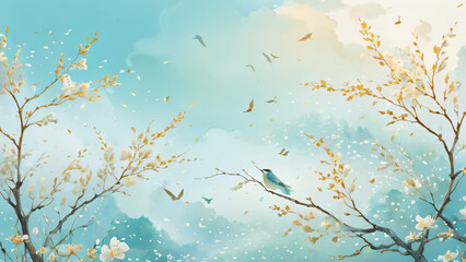 autumn leaves in the sky