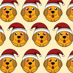 Dog cute with santa hat pattern background for wallpaper and etc, vector design template, perfect for christmas