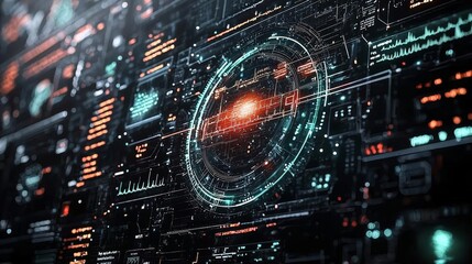 Futuristic holographic advance biomedical DNA sequence analysis diagnostic head up display for background computer screen display