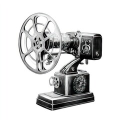 Fototapeta premium Vintage film projector, reel, and mechanism.