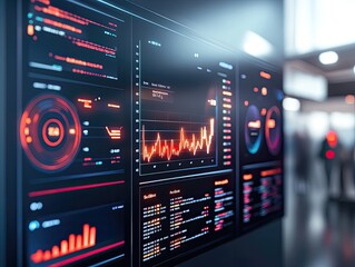 Fototapeta premium Modern Digital Dashboard Displaying Financial Data and Analytics in a Corporate Environment