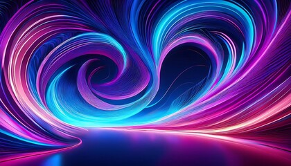 Obraz premium Abstract swirling neon lights, vibrant blue and purple hues.