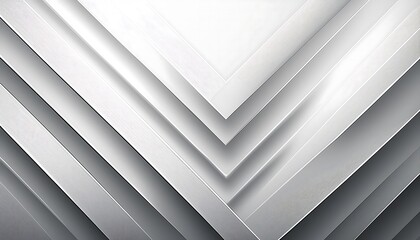 Obraz premium Abstract white geometric background with diagonal, overlapping shapes and subtle shadows.