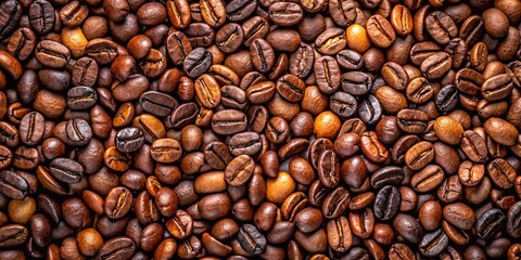 Obraz premium Background of roasted Arabica coffee beans with mixed light, medium, and dark roast blend , coffee, Arabica, beans