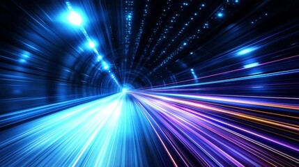 High tech abstract background with colorful light trails