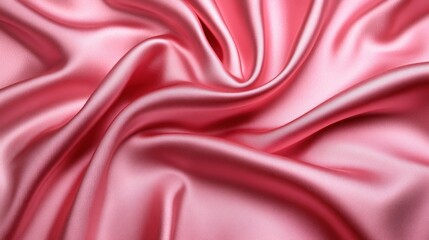 Obraz premium Close-up of draped pink silk fabric with soft folds and luxurious texture.