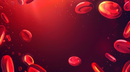 Red blood cells flowing background with copy space. 3D rendering.