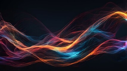 Fototapeta premium Abstract waves of light in vibrant colors creating a dynamic, fluid visual effect.